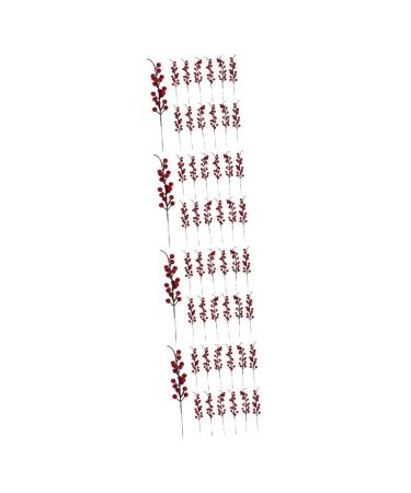 HOMSFOU 48 Pcs Artificial Red Berry Stem Xmas Winter Twig Red Berry Branch Red Berry Decor Red Berry Stems Artificial Branches Flower Arrangement Decorations Small Fruit Christmas Pvc