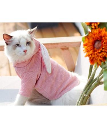 ANIAC Pet Hoodie with Bunny Ears | X-Small Pink Cat Rabbit Outfit | Cute Sweatshirt for Spring/Autumn | Knitted Sweater for Puppy/Kitty - Buy Online on GoSupps.com