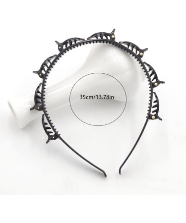 Double Bangs Hairstyle Hairpin 2 Teeth Comb Hair Hoop Headband Hairband With Clips Black Headbands For Women Double Layer Twist Plait Headband Hair Styling Tools - Buy Online on GoSupps.com