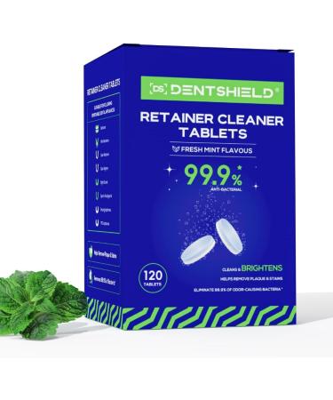Dentshield Retainer Cleaning Tablets - 120 Minty Fresh Braces & Denture Cleaner Tabs for Stain-Free Retainers | 4 Months Supply - Buy Online on GoSupps.com