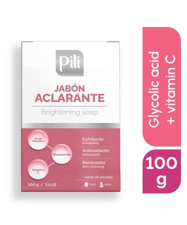 Pili Brightening Soap Exfoliating Face Bar with Glycolic Acid Vitamin C & Niacinamide | Even Skin Tone & Glowing Skin | 2 Pack Antioxidant Formula for Radiant Skin - Buy Online on GoSupps.com