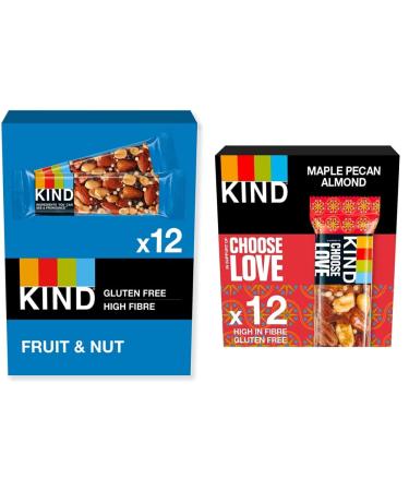 KIND Bars Gluten Free Snack Bars Fruit & Nut 12 Bars and Bars Gluten Free Snack Bars Maple Pecan Almond 12 Bars