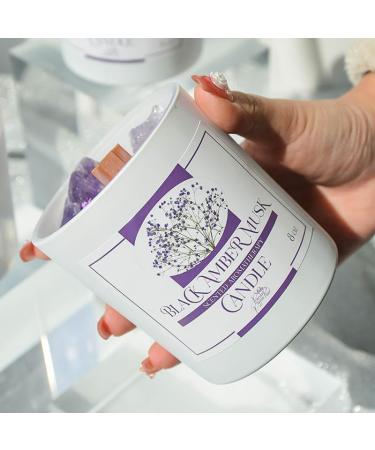 Scented Candles Gifts for Women | Non-Toxic Amber Candle with Crystals & Wooden Wick | Aromatherapy Stress Relief | 50hr Burn Time - Buy Online on GoSupps.com