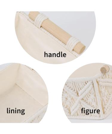 TIMEYARD Macrame Storage Baskets Set of 2 - Small Decorative Shelf Baskets for Bedroom, Bathroom & Living Room - Boho Decor Box for Small Items in Beige - Buy Online on GoSupps.com
