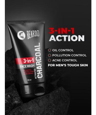Beardo Activated Charcoal Face Wash for Men - Acne & Oil Control 100ml | Deep Cleansing Pollution Control - Buy Online on GoSupps.com