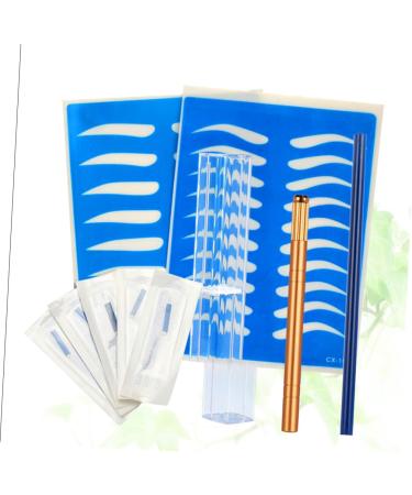 FOMIYES 2pcs Kit Golden Semi-permanent Skin Practice Microblading Pen Storage Pencil Eyebrow with Manual - Buy Online on GoSupps.com