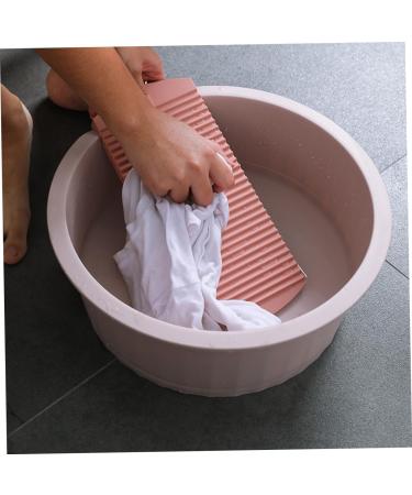 COOLHIYA Washboard 1 Set Wash Basin Laundry Cleaning Board Washing Basin Washing Clothes Board Dish Basin Baby Camping Bucket Pink 33.5x33.5cm - Buy Online on GoSupps.com