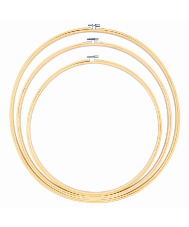 Caydo 3 Pieces 14/16/18Inch Large Round Embroidery Hoops Kit  Bamboo Cross Stitch Hoop Ring for Art Craft Handy Sewing  Wedding Wreath  Dream Catch  and Wall Hanging Decoration 14/16/18 inch