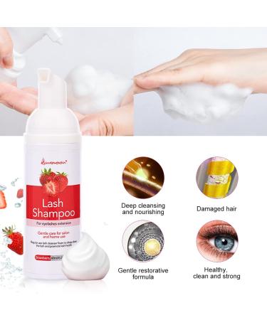 Lunamoon Eyelash Shampoo | Gentle Foam Cleanser for Eyelash Extensions | 60ml | Remove Oil & Makeup | Includes Cleaning Brush - Buy Online on GoSupps.com