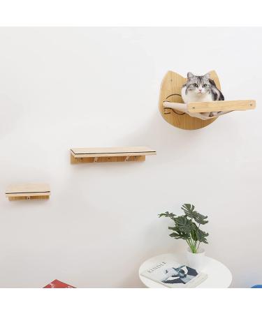 BCOH Wall-Mounted Cat Shelf and Bed - Wooden Hammock for Cats - Wall-Mounted Furniture for Climbing, Sleeping, and Playing - Buy Online on GoSupps.com