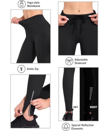Baleaf Women's Winter Bicycle Pants - Long Waterproof Thermo Leggings with Zipper Ankle - XXL Black | Warm & Comfortable Outdoor Jogging & Running Pants - Buy Online on GoSupps.com