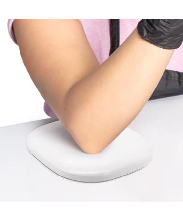Nail Arm Rest Elbow Rest, Microfiber Leather Nail Hand Rest Cushion Manicure Elbow Rest Pad with Non-Slip Base for Nail Tech Manicure and Office, White