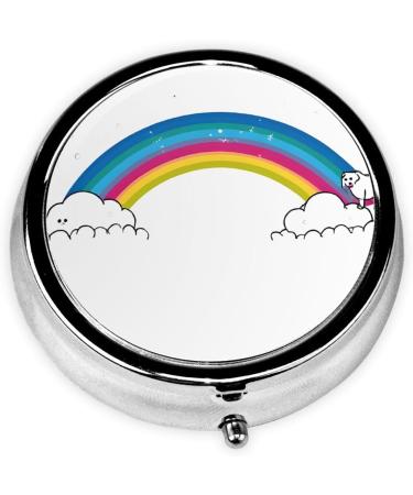 Shop Small Rainbow Round Pill Box | 3 Compartment Mini Travel Organizer for Vitamins & Medications - Buy Online on GoSupps.com