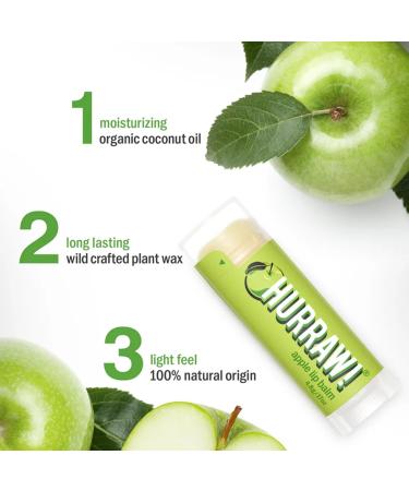 Hurraw! Apple Lip Balm 3 Pack: Organic Certified Vegan Cruelty and Gluten Free. Non-GMO 100% Natural Ingredients. Bee Shea Soy and Palm Free. Made in USA - Buy Online on GoSupps.com