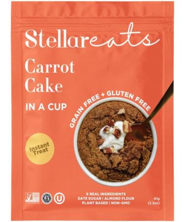 Stellar Eats Instant Treat: Carrot Cake In A Cup (8-pack) 8 x 2.2oz Grain Free Gluten Free Plant Based Paleo Friendly Certified Kosher - Buy Online on GoSupps.com