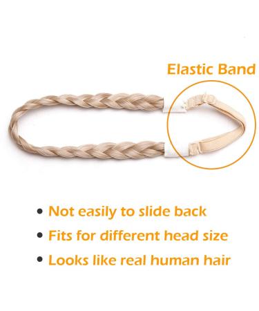 Silk-Co Women Hair Band | 3 Strand Blonde Braided Headband for Weddings | Elastic Hair Tie & Braids Extensions - Vintage Style 1.5cm Wide - Buy Online on GoSupps.com