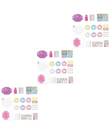 Beaupretty 3 Sets Children's Nail Art Toys Toddler Nail Polish Toddler Toy Makeup Toy Nail Accessories Charms Age 8-12 Nail Kid Fake Nails Nail Polish Kit Birthday Present Make up 3d Paper