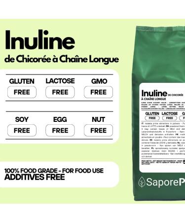 SaporePuro INULIN powder 500 g - LONG CHAIN - Prebiotic plant fiber from chicory roots - High performance inulin powder for fat replacement - Buy Online on GoSupps.com