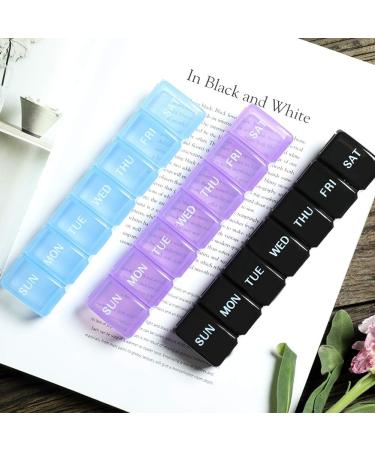 2 PCS Small Weekly Pill Organizer - Pocket Daily Pill Case for Vitamins Supplements & Fish Oil - 7 Days Black Planner - Buy Online on GoSupps.com