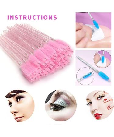 50 PCS Disposable Eyelash Brushes Mascara Wands - Crystal Pink | Makeup Applicator Tool Kit - Buy Online on GoSupps.com
