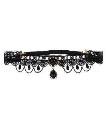 Halloween Lace Hairband Lolita Crown Black Gothic Headband Vampire Headdress Gemstone Hairband Halloween Party Headdress