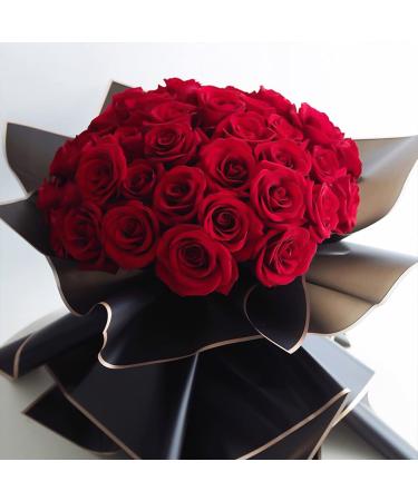 Jutieuo Waterproof Flower Wrapping Paper - 20 Sheets, 22.8x22.8 inch, Black - Floral Bouquet Supplies with Ribbon - Buy Online on GoSupps.com