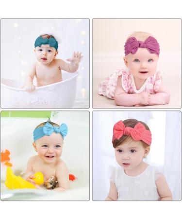 Aolso Baby Girl Nylon Headbands 8pcs - Newborn to Toddler Hair Accessories - Twist Style Bows Included - Buy Online on GoSupps.com