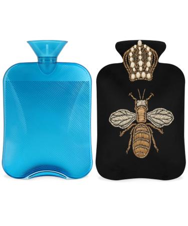 Heat bottle with bee pattern and fluffy cover 2 l capacity water bag with animal bee patterns for cozy nights relieves pain back neck and shoulders