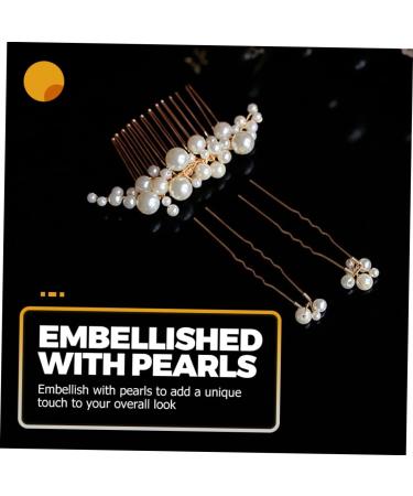Ipetboom 1 Set Bride Wedding Hairpin Wedding Headdress Pearl Bun Hairpin Bride Hair Fork Pearl Hair Stick Pearl Hair Comb Pearl Hair Side Comb Bride Headdress Bride Hair Side Comb - Buy Online on GoSupps.com