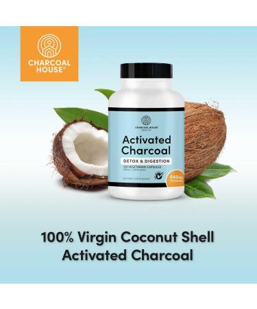 Activated Charcoal Capsules 125 Vegetarian Capsules 320mg - Vegan 100% Pure Coconut Shell Charcoal No Filler - Buy Online on GoSupps.com