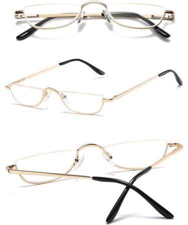 Abetos Semicircular Reading Glasses for Men & Women - Flexible Spring Hinge Half-Moon Metal Frame - Comfortable 2.5x Visual Aid for Computer & Leisure - Buy Online on GoSupps.com