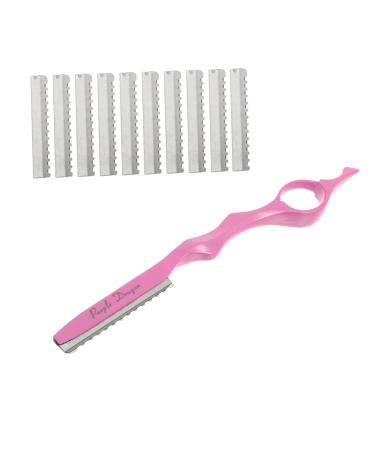Minkissy razor ridge 11-part hair cutting tool holder hair structure shaver hairstyling razor hairdresser shaver razor ridge hair thinning razor set salon hairforceamme 17.5x2cm pink