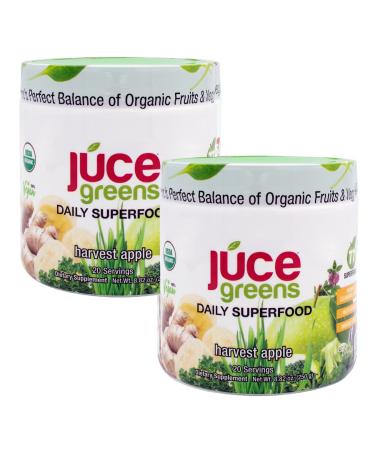 Terra Kai Organics JUCE Greens Superfood Drink Mix - Harvest Apple Flavor - 40 Servings - Fruits & Vegetables for Immune Boost, Detox & Cleanse, Improve Gut Health (17.44 Ounce, Pack of 2) Harvest Apple 2 Pack