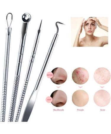 NIUTA Blackhead Remover Tool Kit - Acne Needle Extractor for Facial Cleaning - Silver (Pack of 4) - Buy Online on GoSupps.com