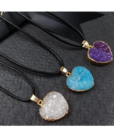 Natural White Crystal Cluster Love Heart Shaped Pendant Gold Edge Gemstone Crystals Electroplating Handmade Suitable for Furniture Decoration Stone Crystal Reiki (Color : Deep Blue) - Buy Online on GoSupps.com