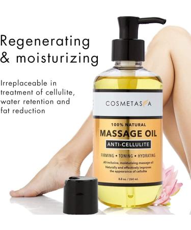 Cellulite Massage Oil & Massager | 100% Natural Treatment for Firm, Toned, & Moisturized Skin | Breaks Down Fat Tissue | Cosmetasa 8.8 Fl Oz - Buy Online on GoSupps.com