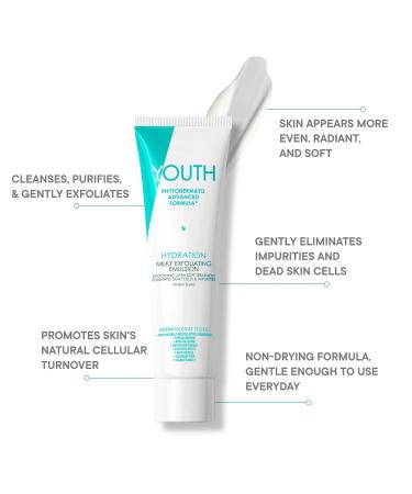 YOUTHPHYTO Dermatology Advanced Milky Exfoliating Emulsion - Daily Skin Resurfacer & Gentle Facial Exfoliator for Soft Perfect Skin - 3.7 Oz - Buy Online on GoSupps.com