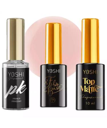 Yoshi Nail Care Set Acid Primer Fibre Base & Perfect Matte Top - Strengthening and Protection for Brittle Nails 10ml