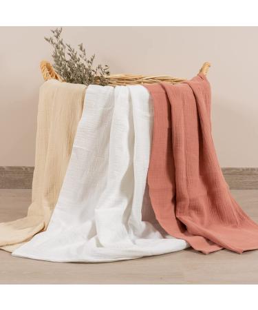 Muslin Changing Pad Cover Unisex  Solid Color Muslin Baby Changing Mats for Boys & Girls  100% Cotton 3-Pack Breathable and Skin-Friendly Changing Table Covers  Large White v2 - Buy Online on GoSupps.com