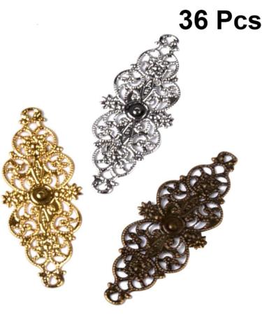Metal Hair Clips 36pcs Filigree Pendant Charms Metal Laminate Decoration DIY Jewelry Craft Making Accessories for Hairpin Jewelry - Buy Online on GoSupps.com
