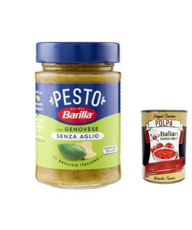 Italian Gourmet E.R. Barilla Pesto alla Genovese Senza Aglio 3-pack of gluten-free pasta sauces 190g Our classic with 100% Italian basil and no garlic + gourmet Italian polpa 400g