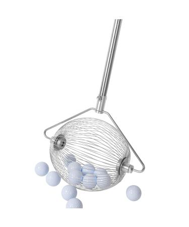 River Hill Golf Golf Ball Retriever, Rolling Golf Ball Picker Upper, Nut Walnut Ping Pong Grabber Collector Tray, Hold 40 Balls, 57