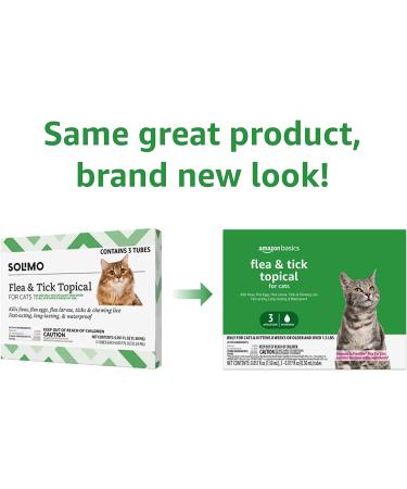 Amazon Basics Flea and Tick Topical Treatment for Cats 1.5lbs+, 3 Doses - Buy Online on GoSupps.com