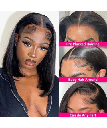 10 Inch Bob Wig Human Hair - 13x4 Lace Frontal Wig for Black Women | Pre Plucked, 150% Density, Natural Color - HD Transparent - Buy Online on GoSupps.com