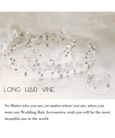 Unicra Crystal Bridal Hair Vine - Long Wedding Headpiece for Women/Girls (Silver) - Buy Online on GoSupps.com