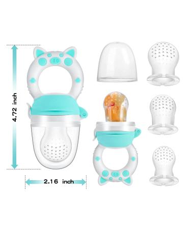 Baby Fruit Food Feeder Pacifier - Fresh Teething Teether Toy for 3-24 Months | 6 Pcs Silicone Pouches | Piggy Handle 2-Pack (Pink) - Buy Online on GoSupps.com