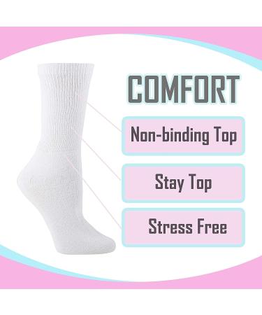 Diabetic Socks 6 Pairs, White Crew Socks for Men & Women, Loose Fit Non-Binding, Made in USA - Medium - Buy Online on GoSupps.com