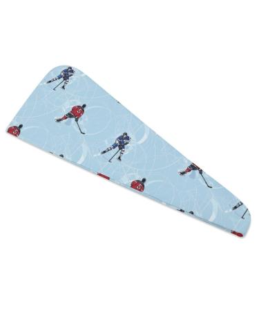 Ice Hockey Players Microfiber Hair Towel Wrap for Women 10 Inch X 26 Inch Super Absorbent Hair Turban with Button