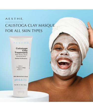 Aesthe Calistoga Clay Facial Masque - Green Tea & Ginseng Extract - Deep Cleansing Bentonite & Kaolin Face Mask - Botanical Skincare for Impurities - 5.1 oz - Buy Online on GoSupps.com