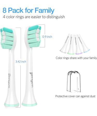 Senyum Replacement Toothbrush Heads for Philips Sonicare - 8 Pack White | Compatible with Sonic Care Snap-On | Electric Toothbrush Heads Refill - Buy Online on GoSupps.com